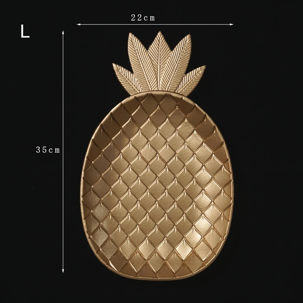 Nordic Decorative Tray Gold Pineapple Leaf Shape Serving Tray Jewelry Pallet Fruit Snack Dish Table Decoration Storage Organizer images - 6