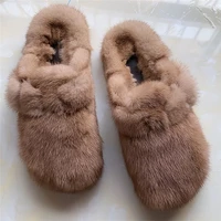 2020 the new ladies fur slippers 100 mink fur slippers autumn and winter furry flat slippers indoor slippers muller slippers