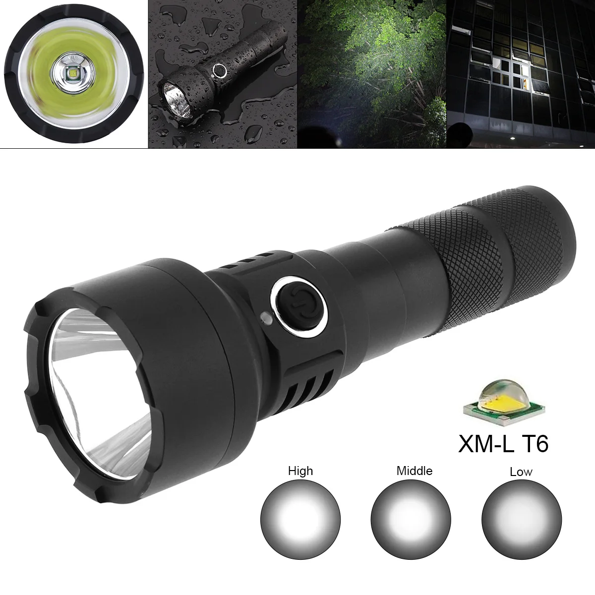 

Handheld Flashlight TC15 1100Lm Ultra-Bright Flashlight USB Rechargeable Flashlight T6 LED Waterproof with 5 Modes Lights