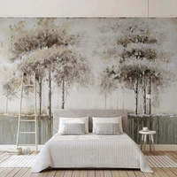 custom 3d wall mural modern nordic style trees forest oil painting photo wallpaper living room tv background wall decor frescoes