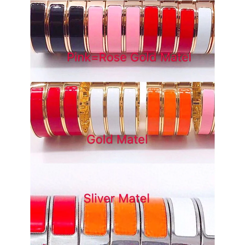 

High Quality 316L Titanium Steel Width 12MM H Letter Bangles Enamel Bracelet