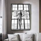 Черно-белые сексуальные постеры с окошком для девушек модные красивые женские постеры настенные картинки Ангел домашний декор