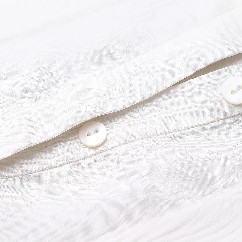 VOA белая 100% Шелковая футболка повседневные офисные женские топы на весну с коротким рукавом корейская