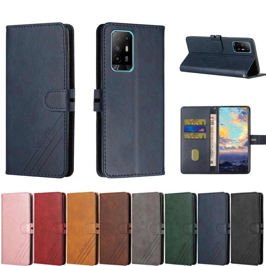 

Stand Phone Case for Oppo A74 5G A54 A94 A95 OppoA74 OppoA54 OppoA94 5G Case Coque Cover Flip Leather Card Slot Wallet Funda