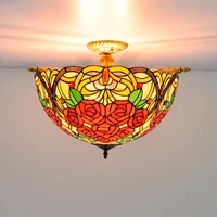55cm creative rose tiffany colored glass small living room restaurant bar bedroom art half ceiling lamp