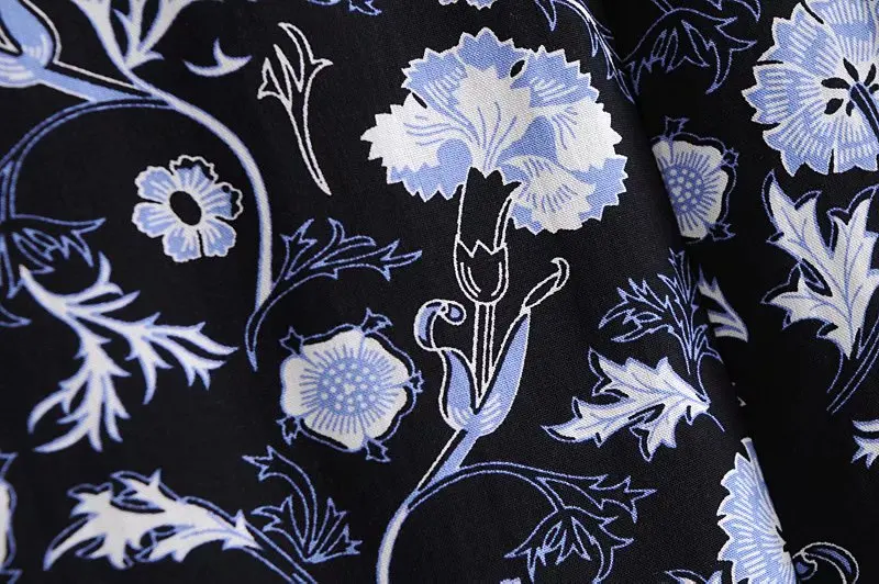 

long sleeve floral long dress women o neck pleated