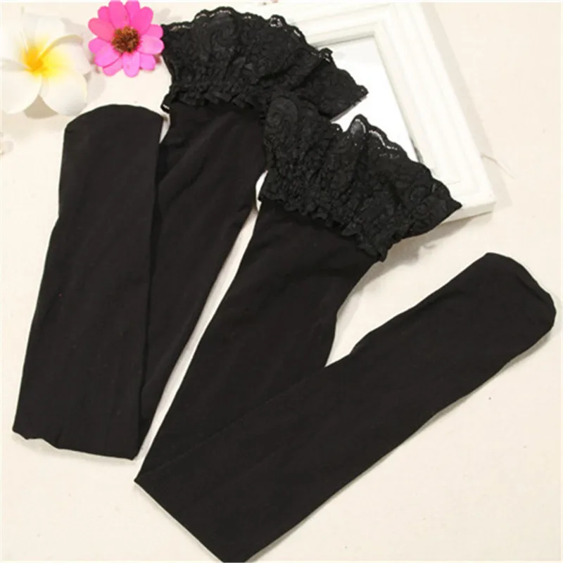 80D сексуальные кружевные чулки женские высокоэластичные бархатные до бедра