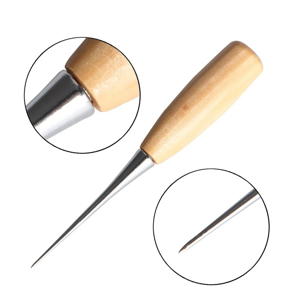 1 шт. кожаная швейная Awl деревянная ручка инструмент Штифт Пробивка для DIY Кожа