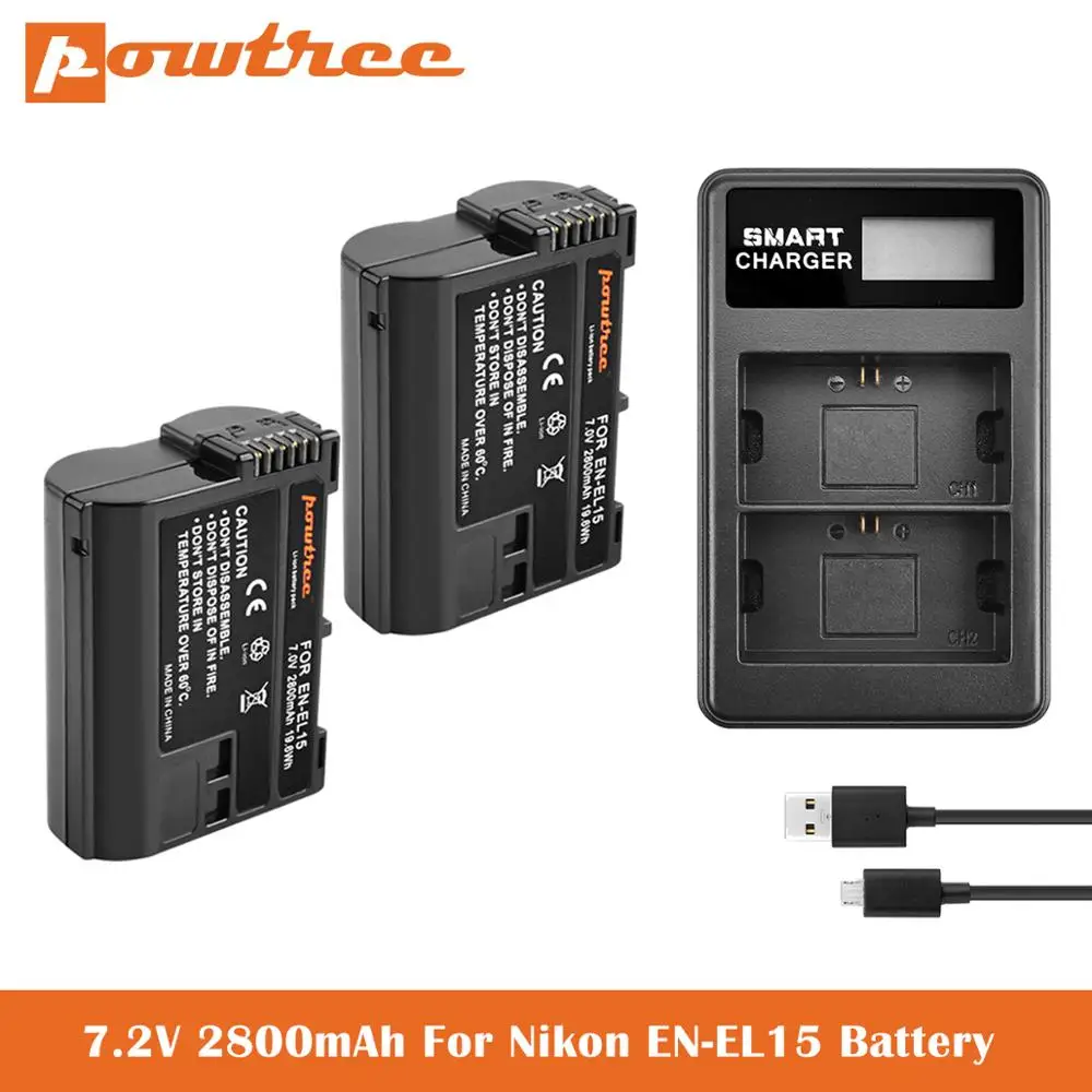 7V 2800mAh EN EL15 EL15A зарядное устройство для Nikon d750 d7200 d7500 d850 d610 d500 MH 25a z6 d810