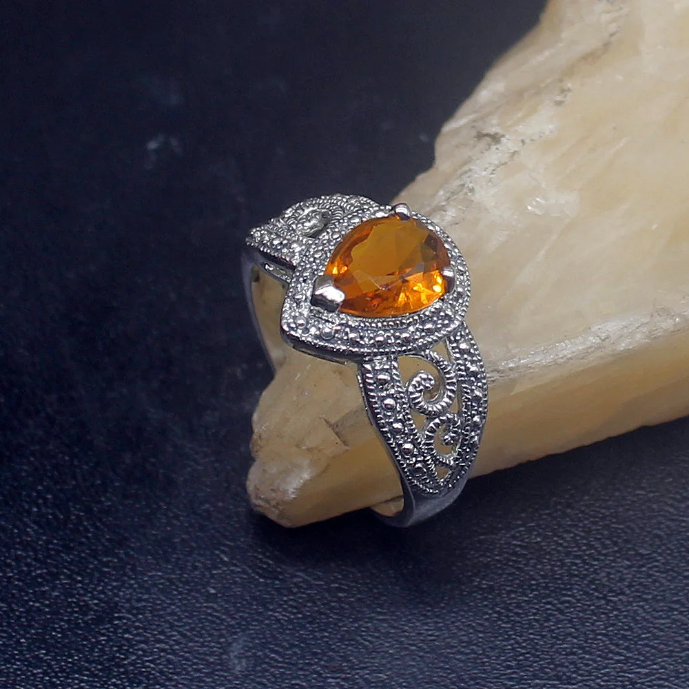 

Gemstonefactory ювелирные изделия большая акция Одиночная уникальная 925 Серебряная КАПЛЕВИДНАЯ Подлинная медовый топаз для женщин мужчин подарки ...