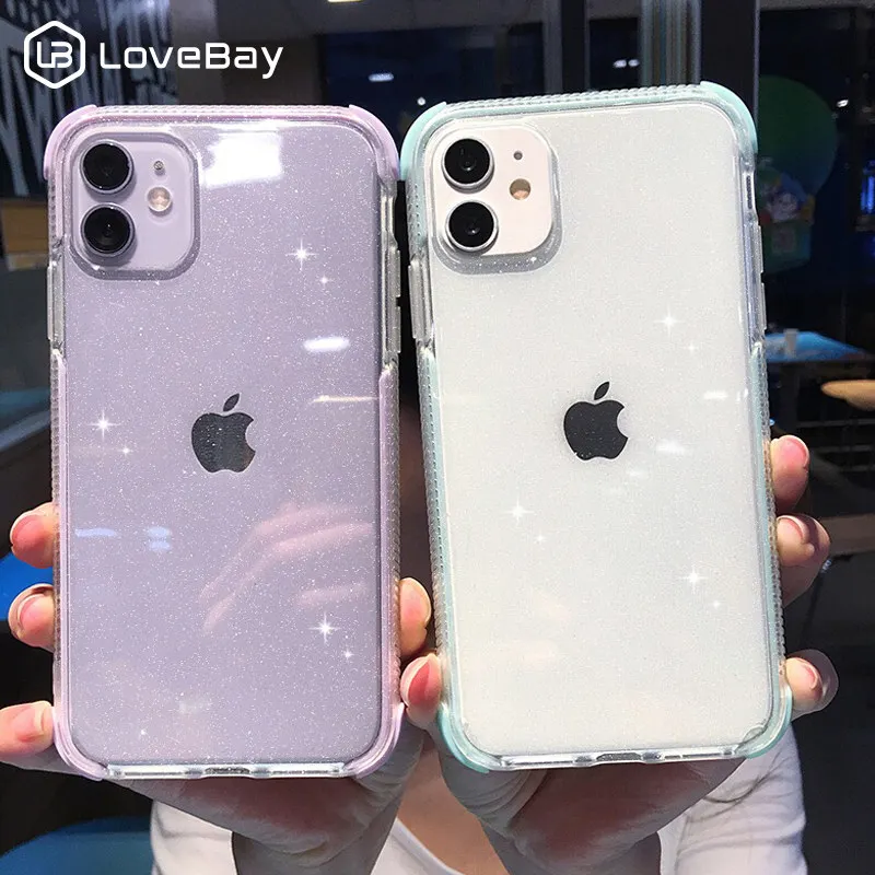 Прозрачный блестящий ударопрочный чехол Lovebay для телефона iPhone 11 Pro X XR XS Max 8 7 Plus SE