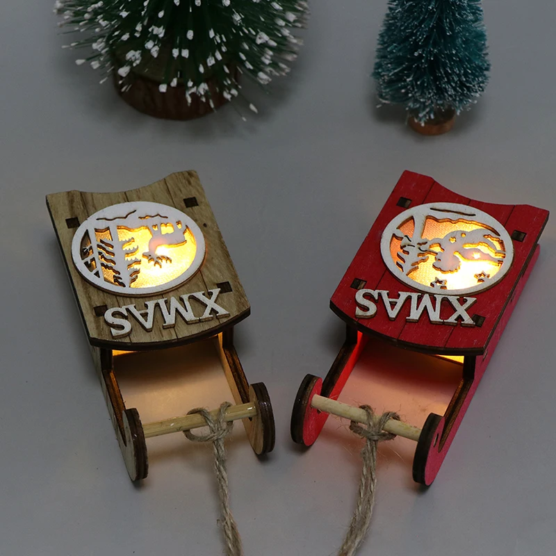 

Wooden Sleigh Combination Pendant Gift Christmas Tree Decoration Small Pendant Christmas Tree Decor 2022 Navidad