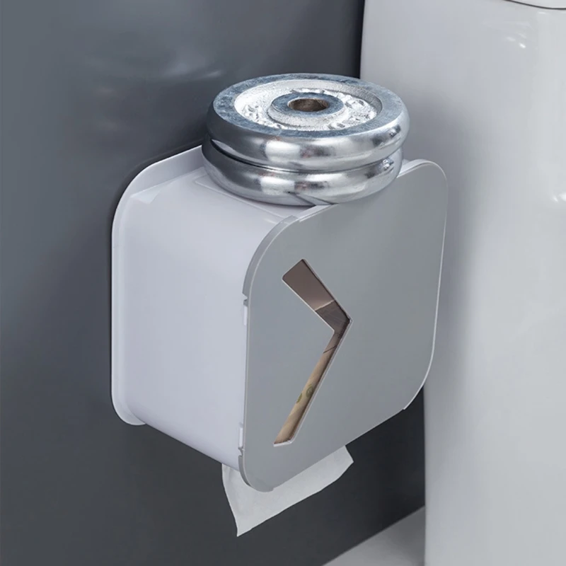 

Toilet Paper Roll Holder Punch-free Wall-mounted Tissue Box Waterproof Dispenser K0AB