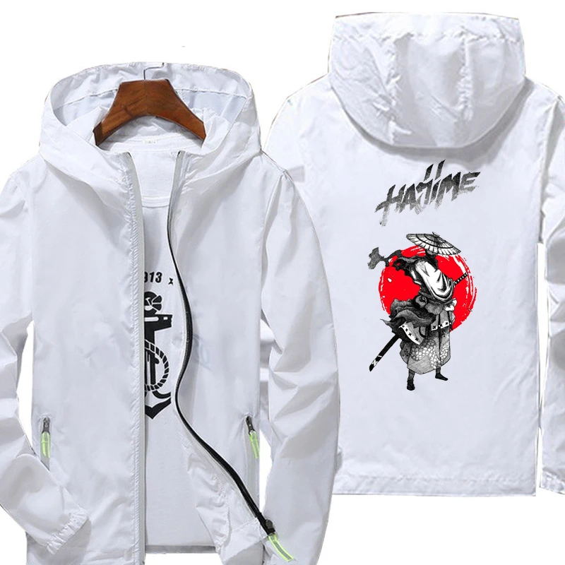 

Hajime Miyagi Andy Samurai style print Hooded Men Streetwear Jacket Windproof Thin Reflective Sunscreen Windbreaker Outdoor 2022