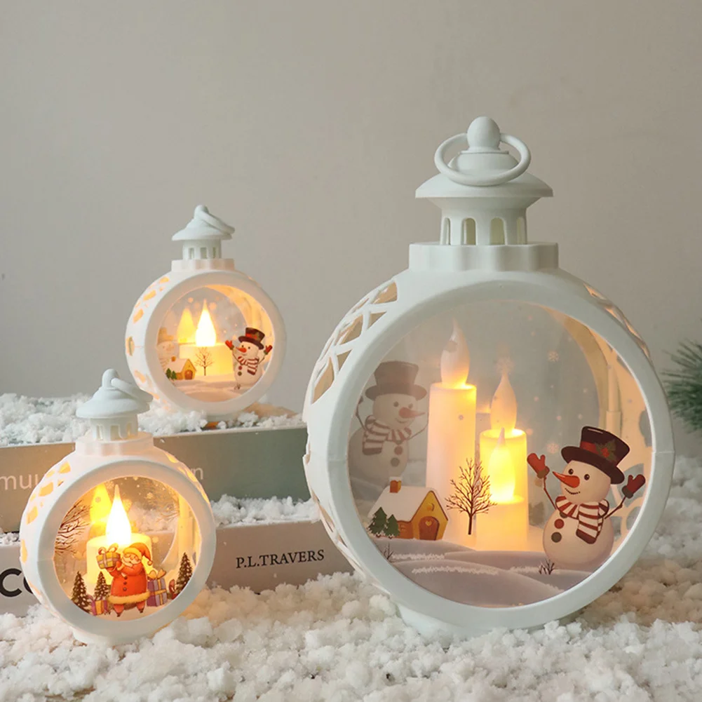 

Santa Snowman Christmas Led Lantern Tree Ornament Hanging Lamp Light Pendant Festive Shop Store Window Decor Creative Props