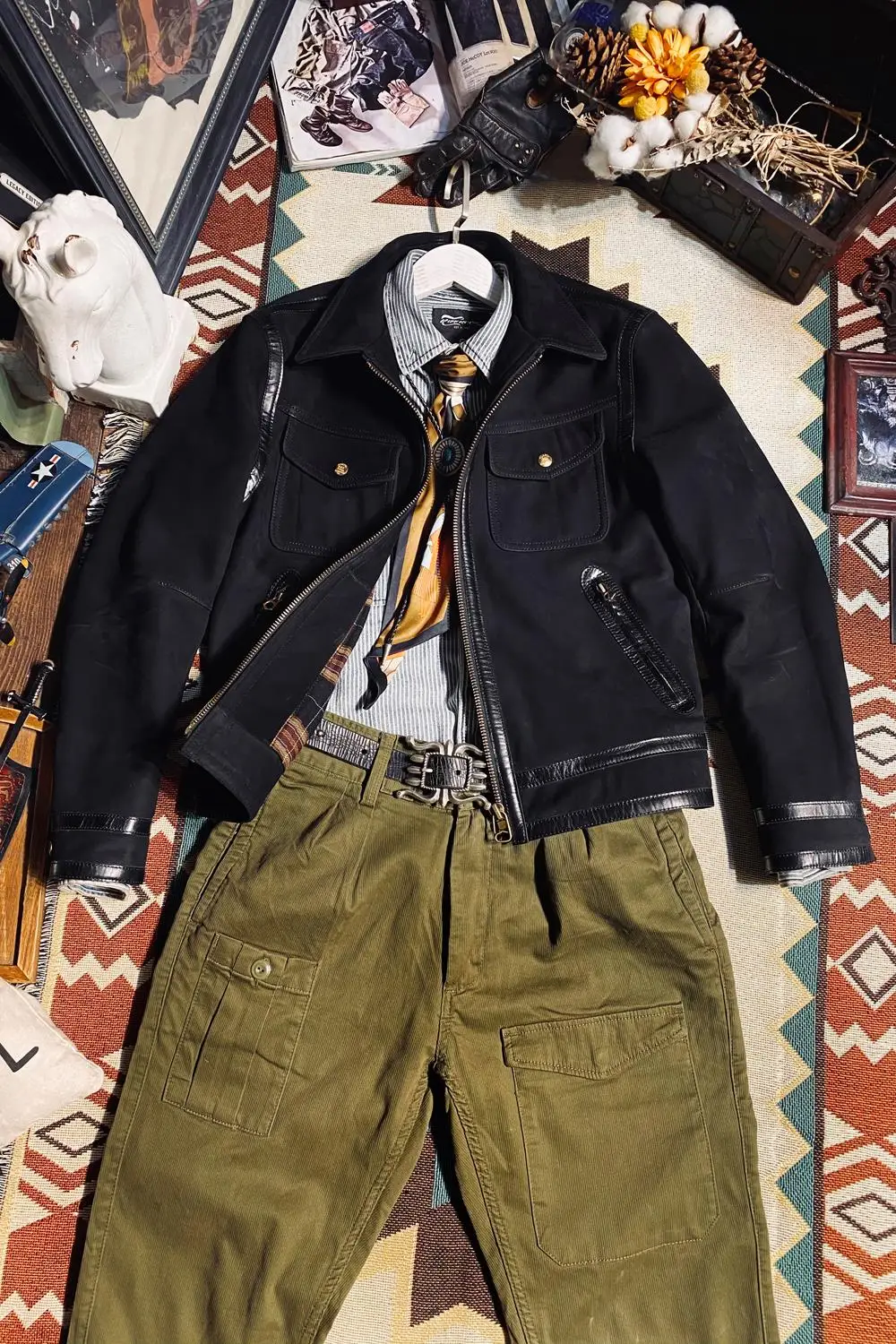 

Practical first!Argentina calfskin 1920 s retro jacket lapels