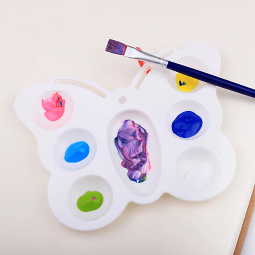 

Novelty Butterfly Shape Plastic Palette 7 Grids Children Drawing Tray Oil Watercolor Paint Color Palette Artist Painting Pallet