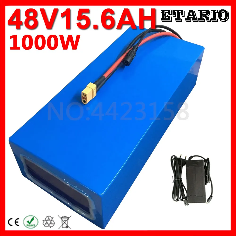 48V батарея 15AH 13AH 10AH для электрического велосипеда литиевая 500W 750W 1000W мотор с 30A BMS +