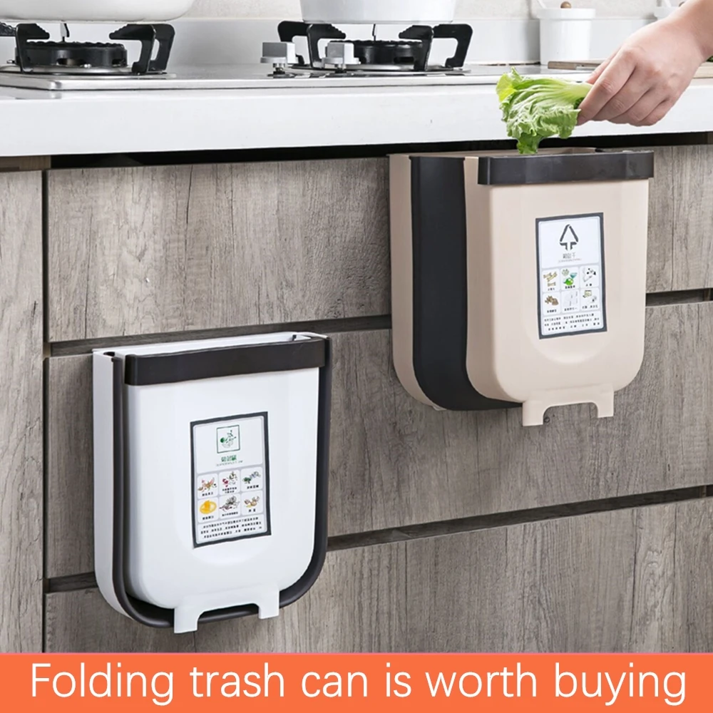 Новый продукт складной кухонный мусорный бак шкаф мусорная дверь подвесная