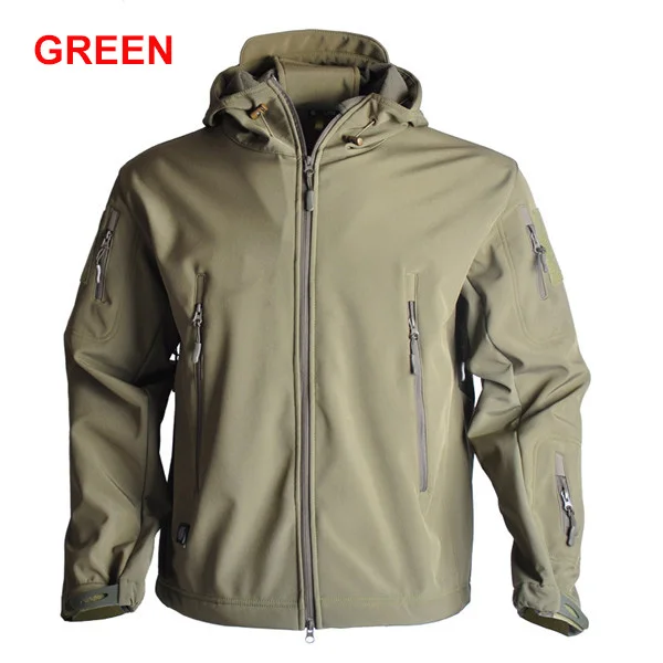 Green Men Outdoor TAD Jacket Waterproof Tactical Softshell Hooded Jacket Black Green Men Outdoor Jacket Waterproof TAD Coat Shark Skin - Цвет: Green