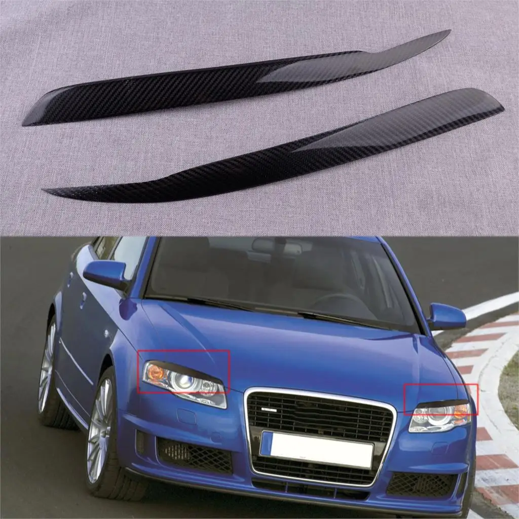 

2 шт./компл. Автомобильные фары, веки, фотообложка, подходит для Audi A4 B6 2002 2003 2004 2005 глянцевый черный износостойкий