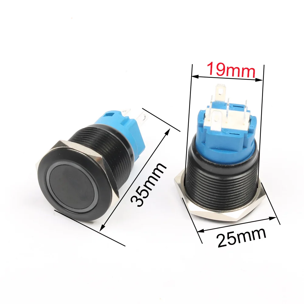 Новинка 19 мм синяя основа 5 контактная алюминиевая черная кнопка с