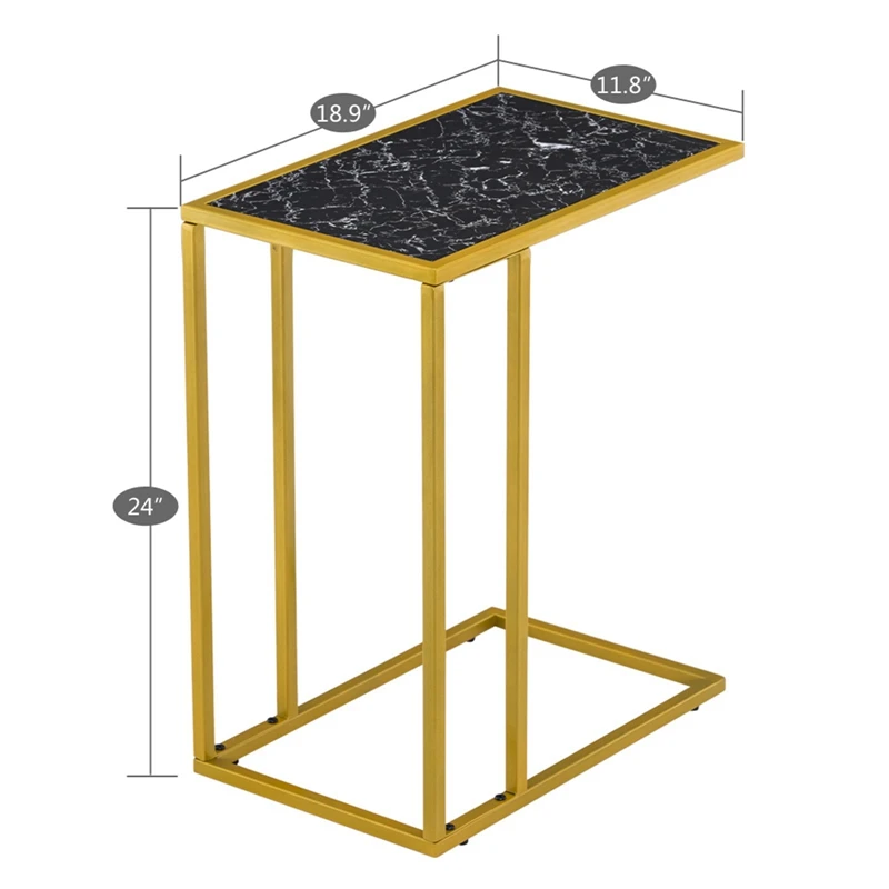 

Modern 30cm *48cm *61cm Marble Simple C-shaped Side Table Apartment Living Room Simple Rectangular Coffee Table