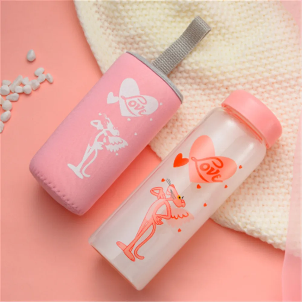 450 мл стеклянная бутылка для напитков милая мультяшная Розовая пантера бутылки