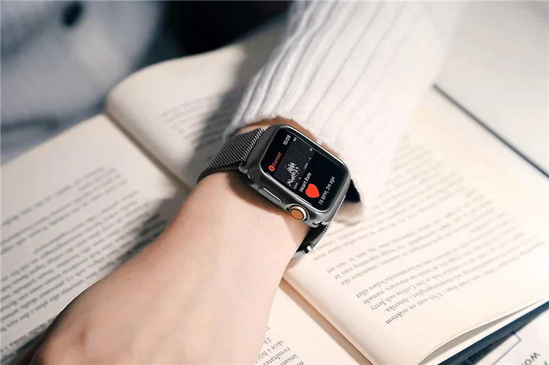 Чехол+ ремешок для Apple Watch 5 ремешок 44 мм 40 мм iWatch ремешок 42 мм 38 мм Миланский петля браслет металлический ремешок для Apple watch 3 4 2 1