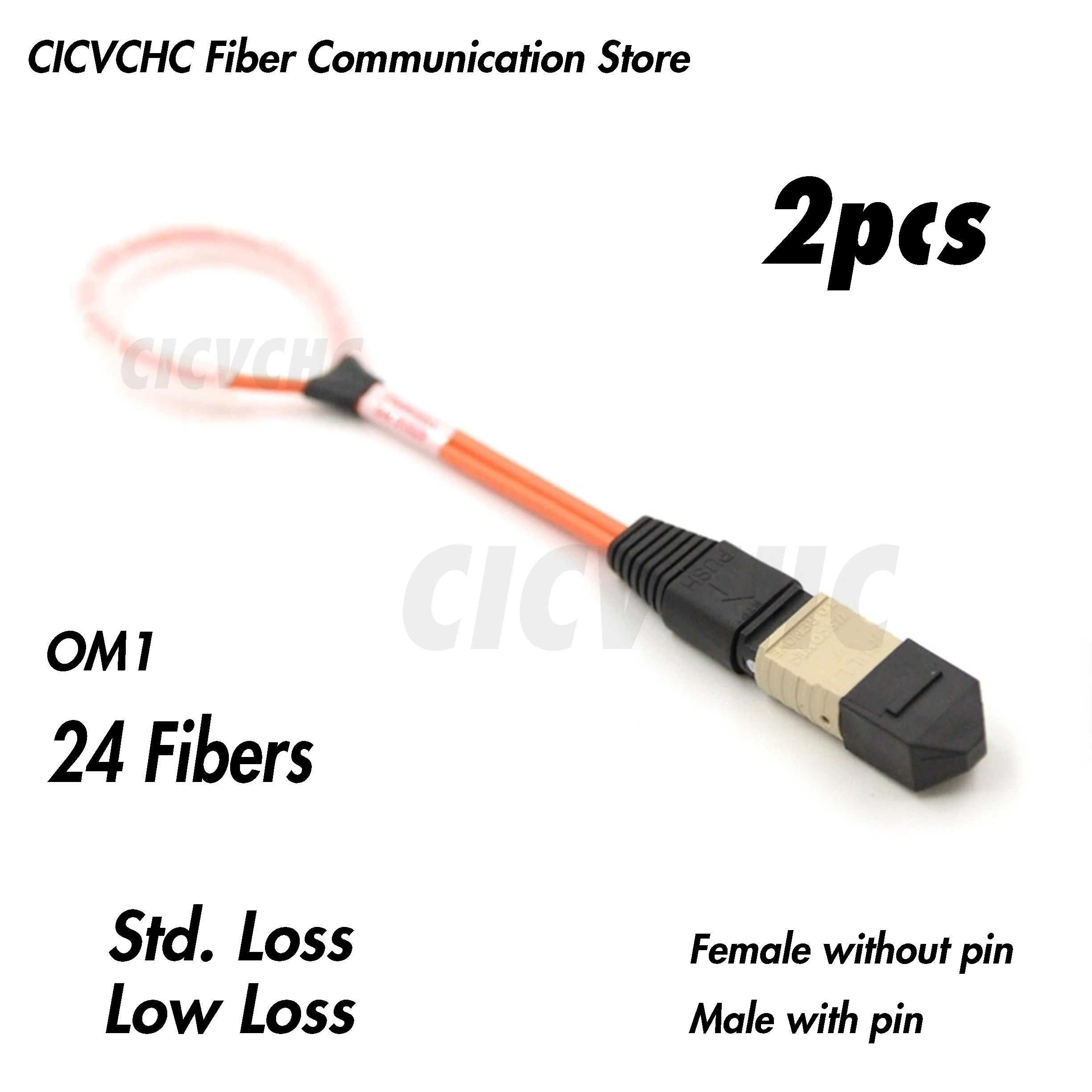2pcs 24 Fibers MPO Loopback Multimode OM1 with Elite or Standard Loss