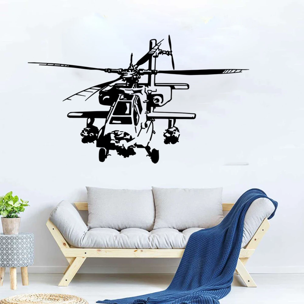 

Большой вертолет, фотография детской комнаты, армейское оружие, самолёт, настенная наклейка, игровая комната, виниловый Декор