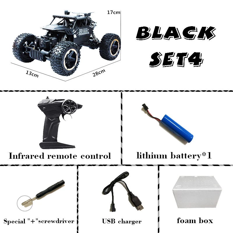 black 28 cm 1:18 4wd Радиоуправляемая машина обновленная версия 2,4G Радиоуправляемая машинка с дистанционным управлением игрушки багги грузовики внедорожные Грузовики Игрушки для детей подарок - Цвет: black 28 cm