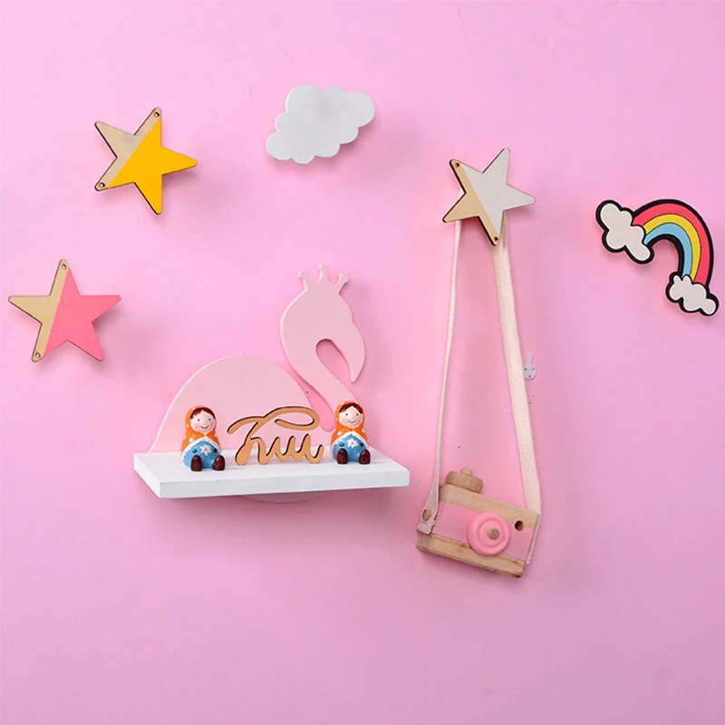 Детская комната Декор Розовый Лебедь деревянная полка настенные декоративные