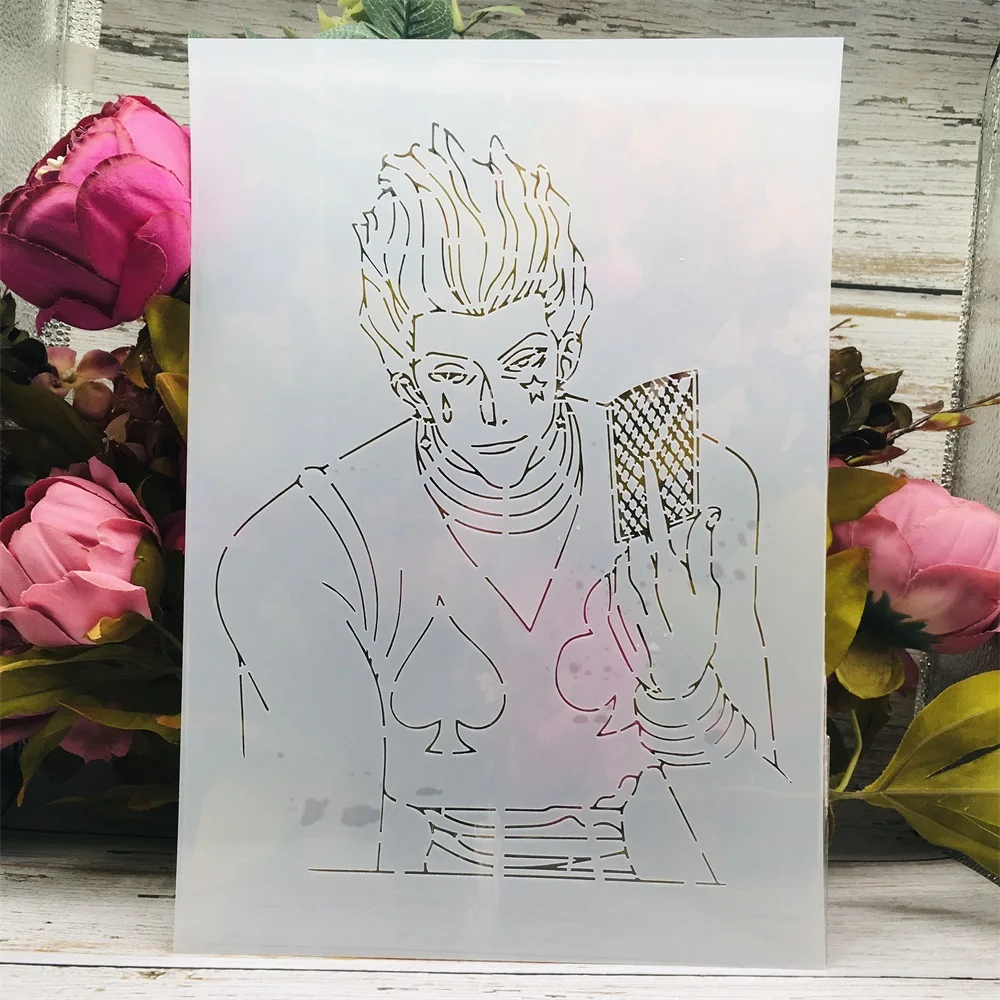 

A4 29cm Anime Hunter X Hunter Hisoka DIY Layering Stencils Painting Scrapbook Coloring Emboss Album Decor Template