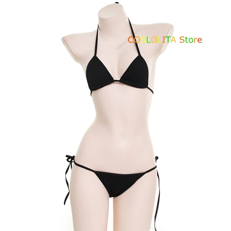 Японские Женские черные комплекты нижнего белья с лямкой на шее низкой талией