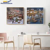photocustom painting by numbers christmas eve kits for adults children acrylic paints oil picture gift 50x65cm diiy frame