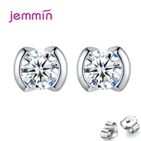925 sterling silver fashion round crystal stud earrings for women girls wedding 2021 trend fashion jewelry wholesale