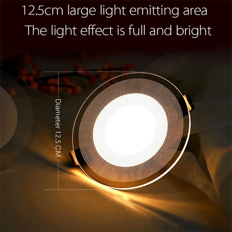 Luz descendente LED para interiores, lámpara empotrada redonda de 5W, 7W, 9W, 12W, y 3W 15W, en 3 colores, blanco, azul, rojo, morado, para dormitorio y sala de estar