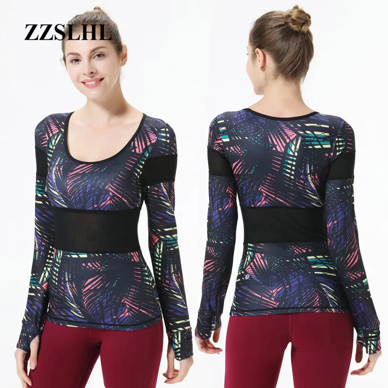 

Женская футболка для бега, Спортивная майка с бюстгальтером для занятий фитнесом и йогой, майка для тренировок, сетчатая панель с принтом