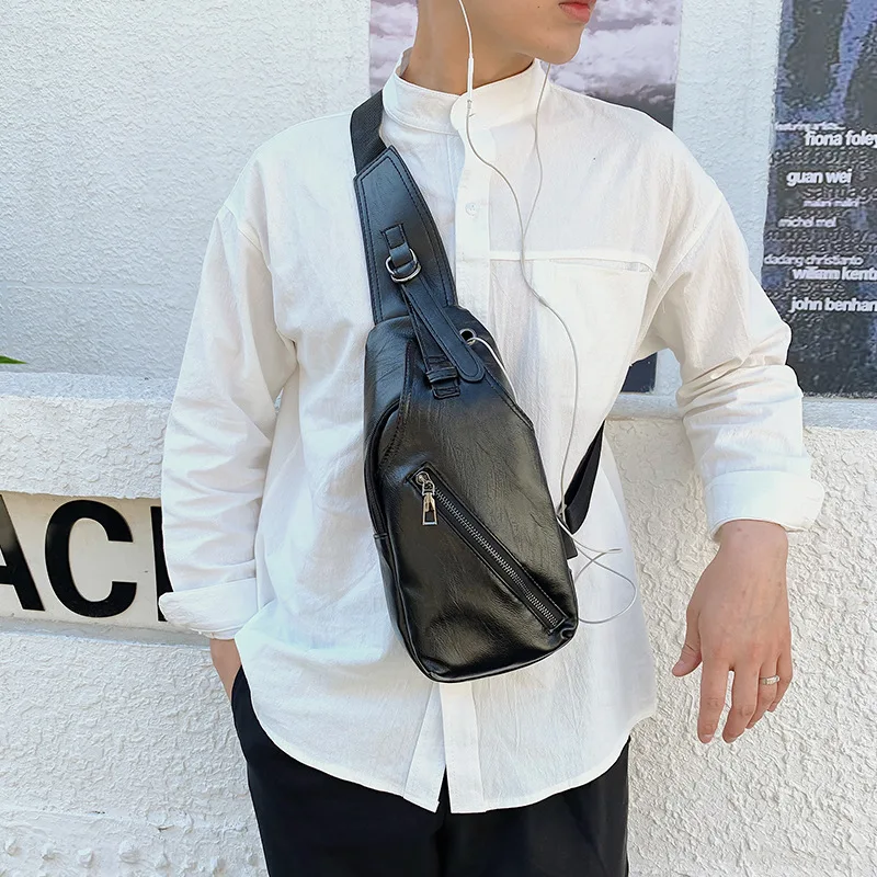 

Модная мужская нагрудная сумка через плечо для отдыха путешествий из искусственной кожи диагональный рюкзак на одно плечо
