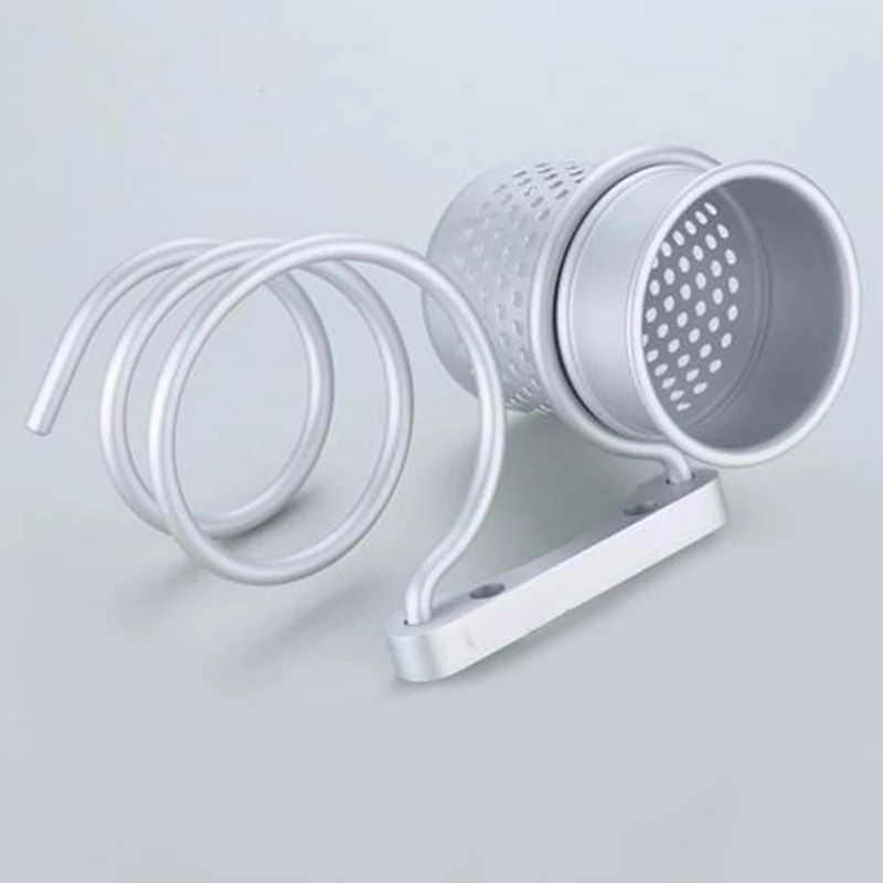 

Wall-Mounted Hair Dryer Silber Aluminium Hair Dryer Holder Bathroom Hair Care And Styling Tool Storage Basket With 1 Cup