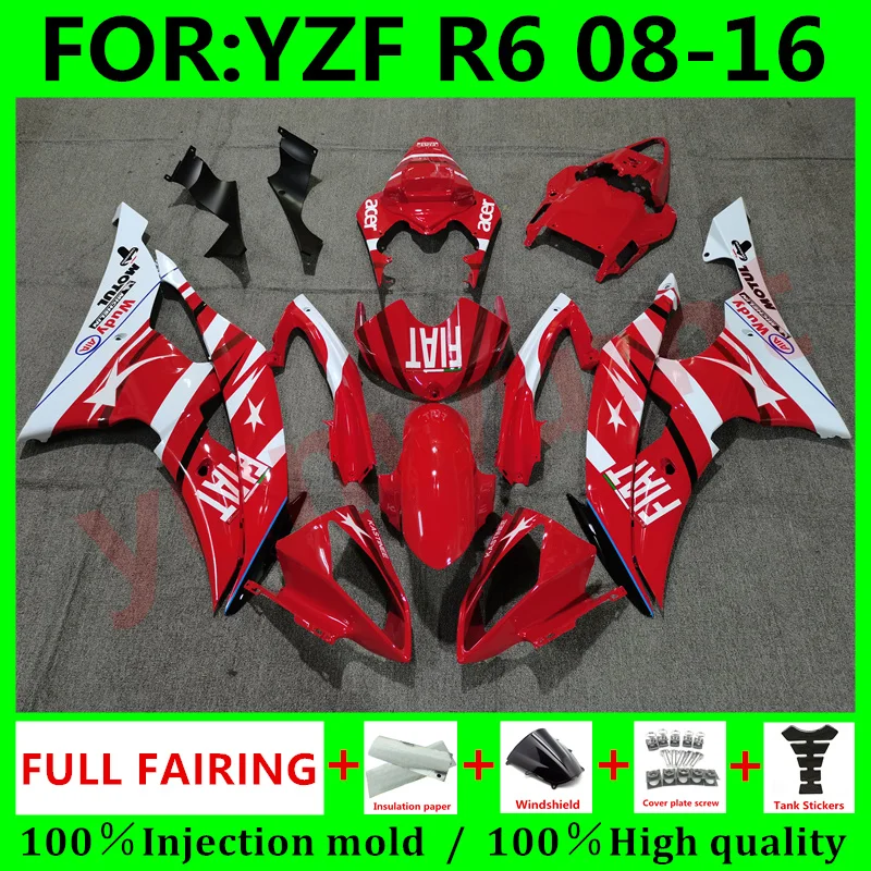 

Обтекатели для мотоцикла + комплекты обтекателей бака для Yamaha YZF R6 2008 2009 10 2011 12 13 15 16 Обтекатели Кузов YZFR6 08 09 11 Красный Белый