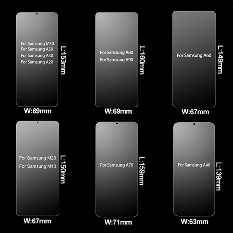 3Pcs Protective Glass For Samsung Galaxy A50 A30 A20 Screen Protector For Samsung M10 M20 M30 A40 A70 A80 A90 A10 Tempered Glass