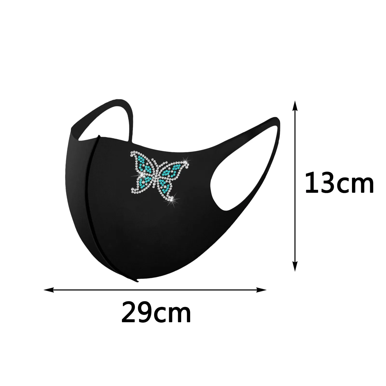 

10PCS Adult butterfly Bright Diamond Rhinestone Face Mask Washable Ice Silk Cotton Mask Windproof Reusable Mouth Caps