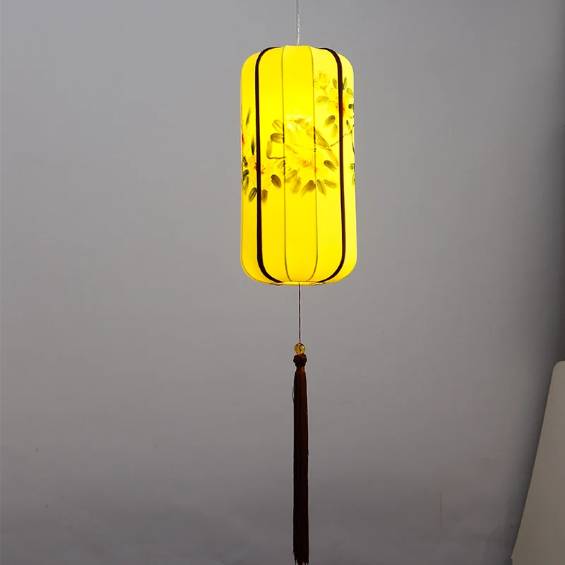 Новая китайская длинная люстра из ткани ручная роспись фонарь классическая