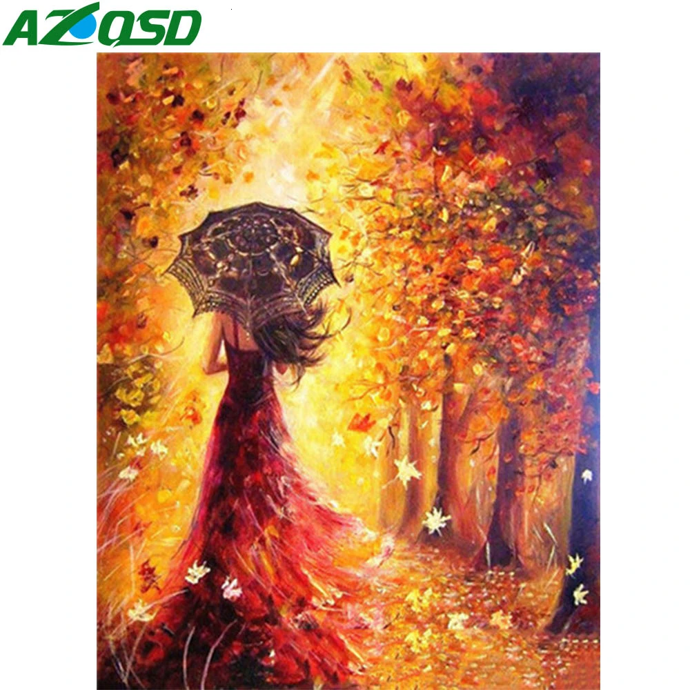 AZQSD Раскраска по номерам девушка акриловая раскраска сделай сам украшение для