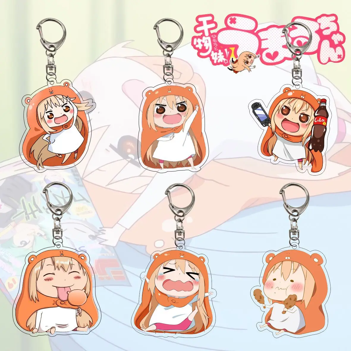 

Himouto! Umaru-Chan Transparent Acrylic Keychain Women Bag Charm Jewelry Accessories Men Car Keyring Holder Pendant Friend Gift