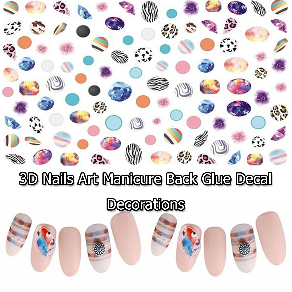 

Fashion Delicate Colorful Designs 3D Nails Manicure Back Glue Decal Decorations Nail Sticker For Nails Tips Beauty Accessories