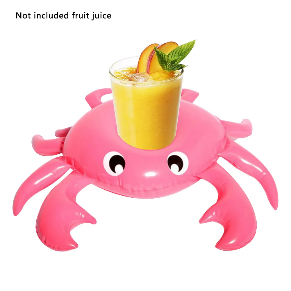 

Lightweight PVC Crab Shape Pool Party Indoor Outdoor Swimming Summer Float Floating Coaster Beach Inflatable Cup Holder Gift