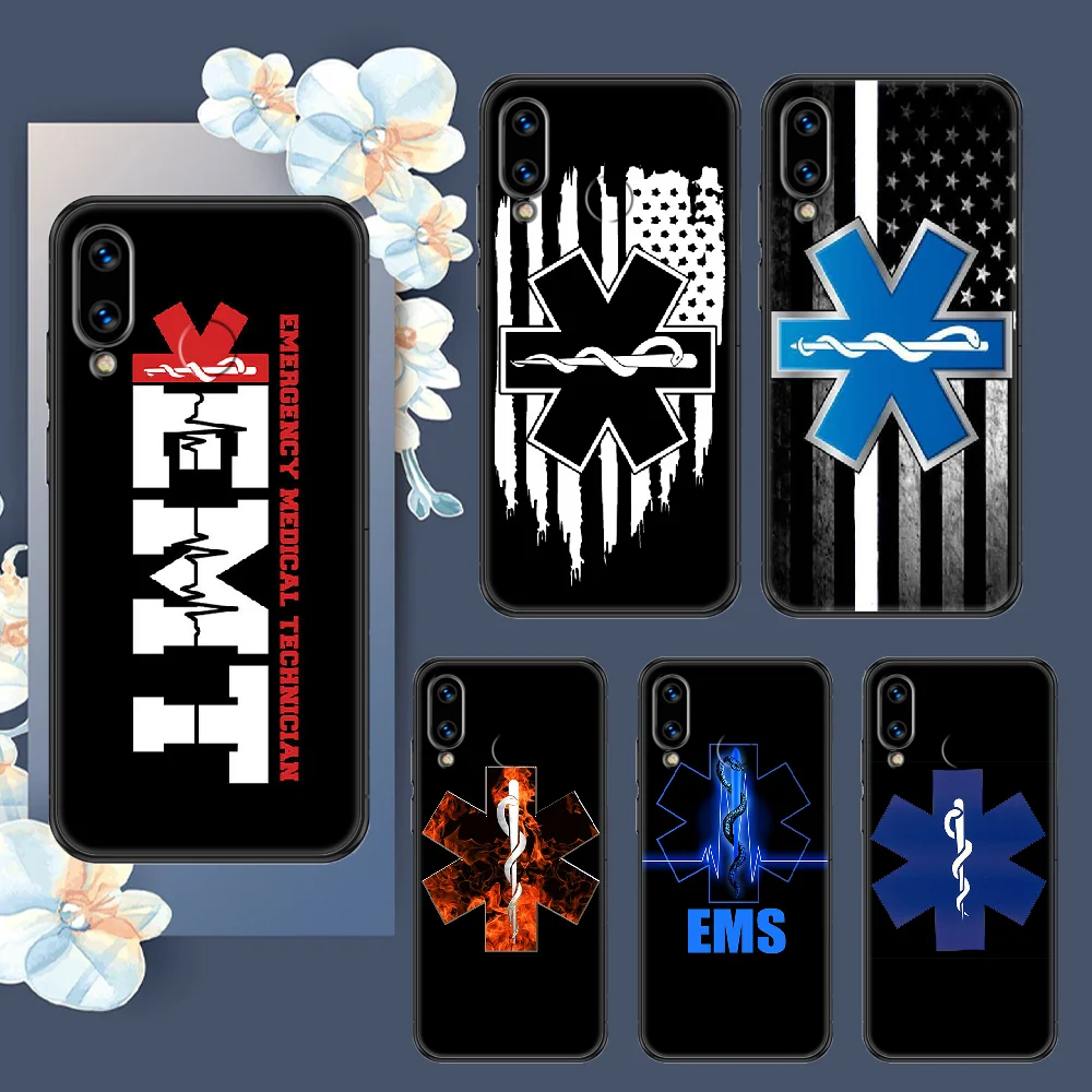 Медицинский спасательный чехол emt EMS для телефона Huawei Honor 6 7 8 9 10 10i 20 A C X Lite Pro Play black trend prime fashion Etui luxury